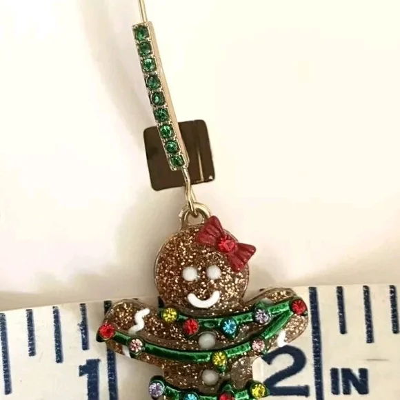Betsey Johnson Festive Gingerbread Men Earrings - Picture 3 of 4
